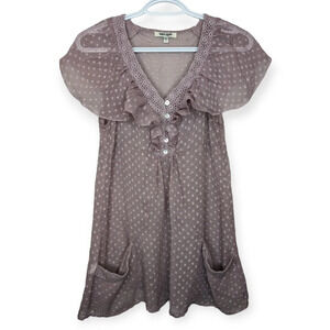 Vintage Daniel Rainn Y2K Purple Sheer Lace Butterfly Sleeve Women  Small